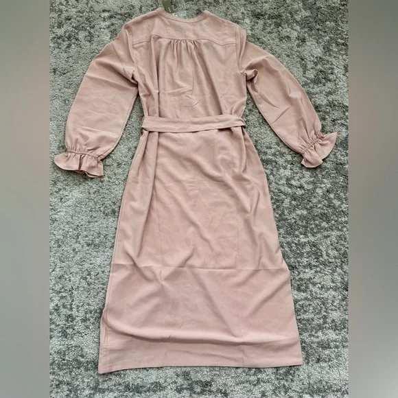 Womens J. Crew Blush Belted Button-Front Midi Dress NWT size 4 - Picture 5 of 7